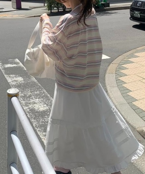 FLINEA（フリネア）の「ストライプ配色長袖Tシャツ（Tシャツ/カットソー・レディース・イエロー/ブルー/ピンク・FREE）」の7枚目の写真