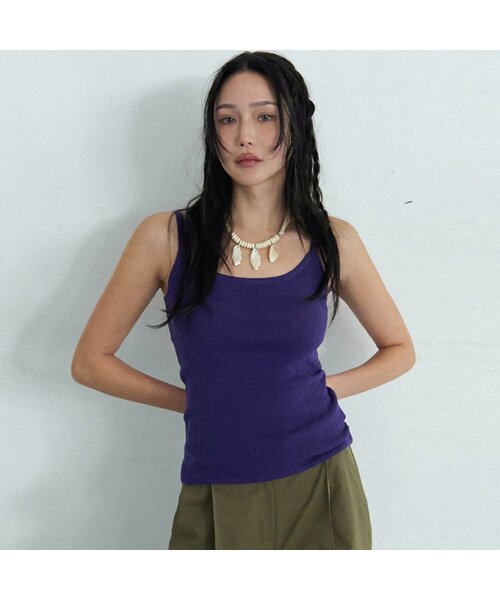 MORVE13(モルブ13)の「ロウェルアイレットニットスリーブレス(メランジグレー)(Tシャツ/カットソー・レディース・アイボリー/ネイビー/ライトグレー・FREE)」の3枚目の写真