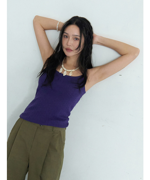 MORVE13(モルブ13)の「ロウェルアイレットニットスリーブレス(メランジグレー)(Tシャツ/カットソー・レディース・アイボリー/ネイビー/ライトグレー・FREE)」の6枚目の写真