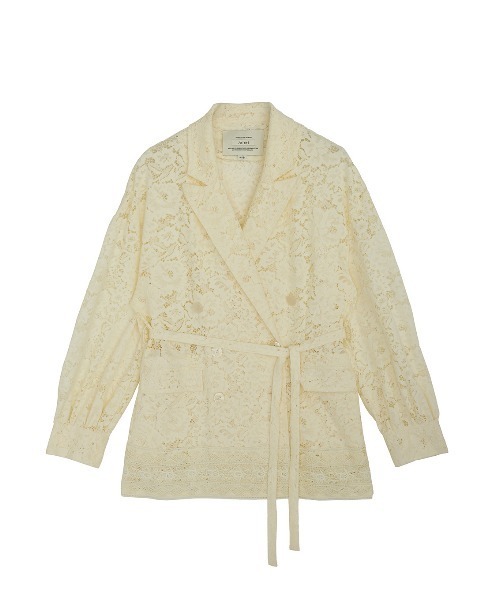 Ameri（アメリ）の「TUCK SLEEVE LACE JACKET（テーラードジャケット・レディース・アイボリー/ライトブルー/ブラック・SMALL/MEDIUM）」の19枚目の写真