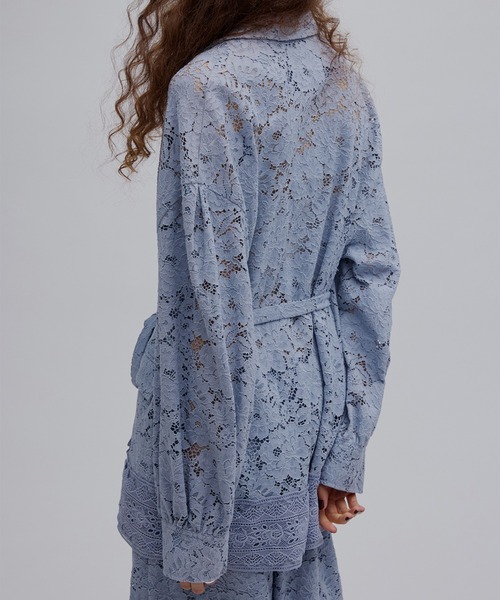 Ameri（アメリ）の「TUCK SLEEVE LACE JACKET（テーラードジャケット・レディース・アイボリー/ライトブルー/ブラック・SMALL/MEDIUM）」の5枚目の写真