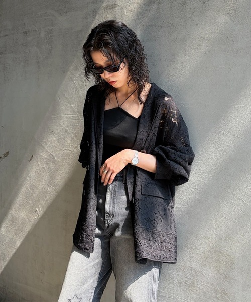 Ameri（アメリ）の「TUCK SLEEVE LACE JACKET（テーラードジャケット・レディース・アイボリー/ライトブルー/ブラック・SMALL/MEDIUM）」の20枚目の写真