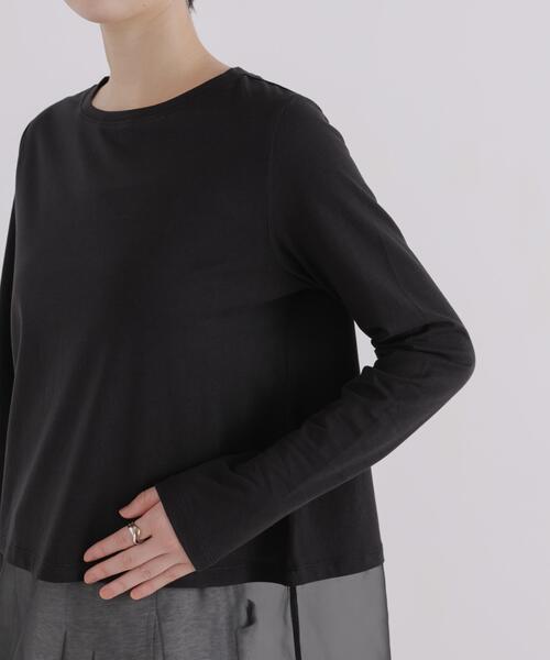 NANO universe(ナノユニバース)の「オーガンジーヘム切り替えロングスリーブTシャツ(Tシャツ/カットソー・レディース・ダークベージュ/ホワイト/ブラック・FREE)」の10枚目の写真