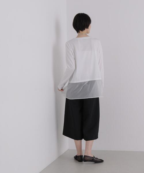 NANO universe(ナノユニバース)の「オーガンジーヘム切り替えロングスリーブTシャツ(Tシャツ/カットソー・レディース・ダークベージュ/ホワイト/ブラック・FREE)」の18枚目の写真