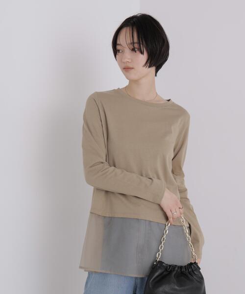NANO universe(ナノユニバース)の「オーガンジーヘム切り替えロングスリーブTシャツ(Tシャツ/カットソー・レディース・ダークベージュ/ホワイト/ブラック・FREE)」の20枚目の写真
