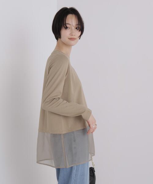 NANO universe(ナノユニバース)の「オーガンジーヘム切り替えロングスリーブTシャツ(Tシャツ/カットソー・レディース・ダークベージュ/ホワイト/ブラック・FREE)」の21枚目の写真