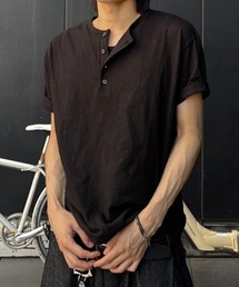 basic henley neck tee (2color) / ベーシックヘンリーネック半袖Tシャツ<着用動画あり>