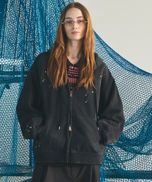 《UNISEX》Destroy Damage Prime-Over Zip-Up Hoodie/デストロイダメージプライムオーバースウェットZIPパーカー【MAISON SPECIAL/メゾンスペシャル】■セットアップ対応■