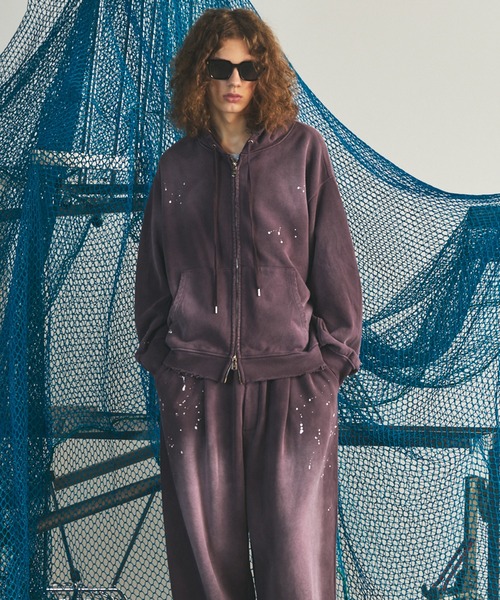 MAISON SPECIAL（メゾンスペシャル）の「《UNISEX》Destroy Damage Prime-Over Zip-Up Hoodie/デストロイダメージプライムオーバースウェットZIPパーカー【MAISON SPECIAL/メゾンスペシャル】■セットアップ対応■（パーカー・メンズ・ネイビー/ブラック/グレー/パープル・0/2/1）」の19枚目の写真