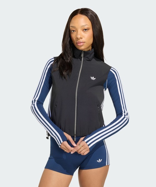 adidas(アディダス)の「アディレニウム5.0 ノースリーブ トラックトップ / トラックジャケット / ジャージ / アディダスオリジナルス adidas Originals(ジャージ・レディース・ブラック・XX-LARGE/LARGE/MEDIUM/SMALL/X-LARGE/X-SMALL)」の1枚目の写真