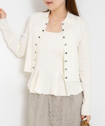 セール】ウォッシャブルストレッチレース両前半袖カーデ（カーディガン