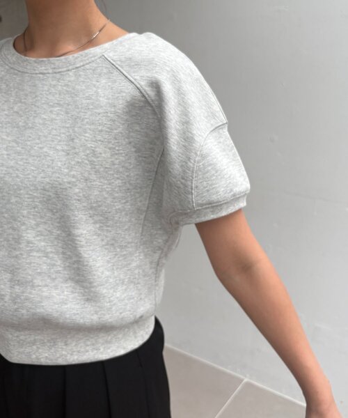 CAPRICIEUX LE'MAGE(カプリシューレマージュ)の「ラウンド切替クロップT(Tシャツ/カットソー・レディース・ブラック/イエロー/ライトグレー/ベージュ・FREE)」の5枚目の写真