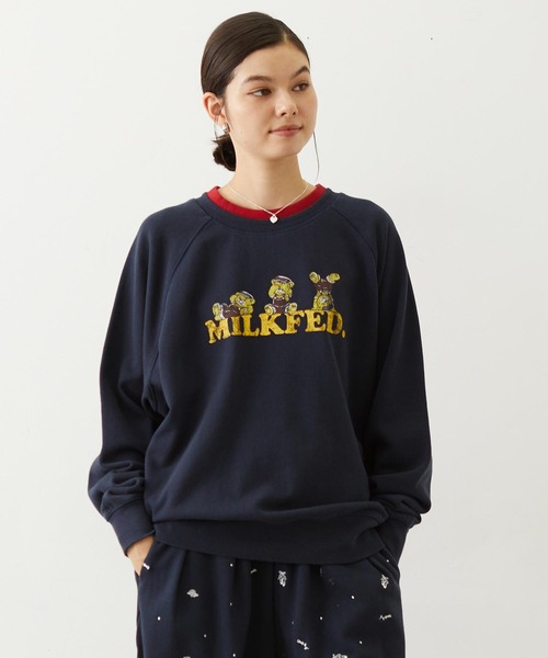 MILKFED.(ミルクフェド)の「M.FEDDY DOUBLE COLLAR SWEAT TOP(スウェット・レディース・ライトブルー/ネイビー/オートミール・ONE SIZE)」の3枚目の写真