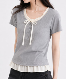 バレエコアヘンリーネックTシャツ