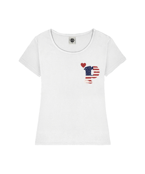 PRIMATE(プライメイト)の「PMERICA レディース Uネックスリムフィット半袖Tシャツ 6 COLORS(Tシャツ/カットソー・レディース・ミント/ブラック/ネイビー/ミックスグレー/ホワイト/ピンク・SMALL/MEDIUM)」の1枚目の写真