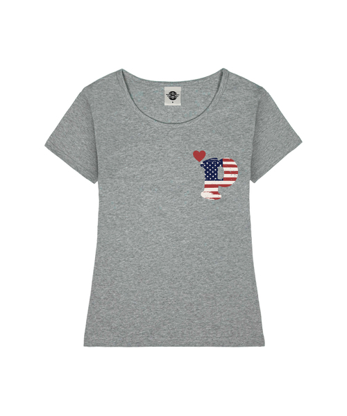 PRIMATE(プライメイト)の「PMERICA レディース Uネックスリムフィット半袖Tシャツ 6 COLORS(Tシャツ/カットソー・レディース・ミント/ブラック/ネイビー/ミックスグレー/ホワイト/ピンク・SMALL/MEDIUM)」の3枚目の写真