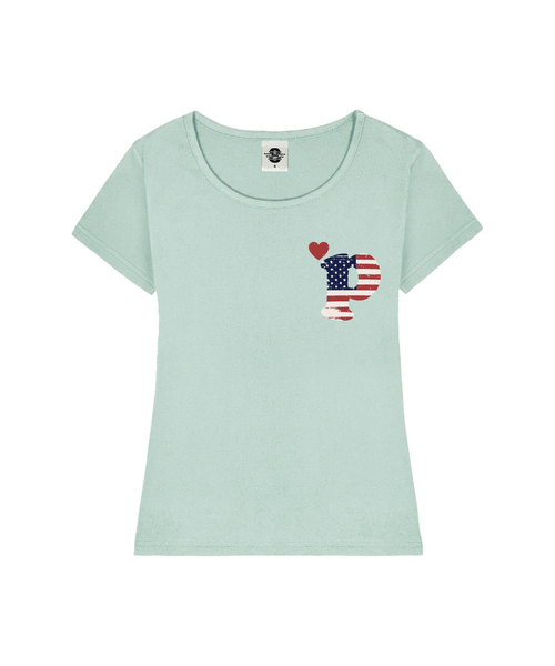 PRIMATE(プライメイト)の「PMERICA レディース Uネックスリムフィット半袖Tシャツ 6 COLORS(Tシャツ/カットソー・レディース・ミント/ブラック/ネイビー/ミックスグレー/ホワイト/ピンク・SMALL/MEDIUM)」の4枚目の写真