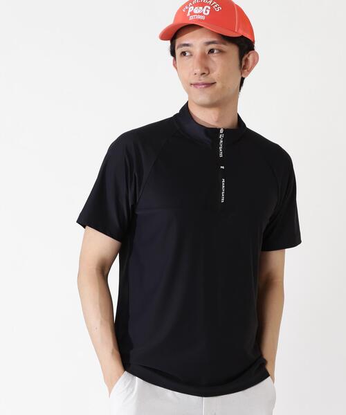 PEARLY GATES(パーリーゲイツ)の「【PEARLY GATES】Nyグリッド2WAYトリコット半袖ハーフジップアップカットソー(Tシャツ/カットソー・メンズ・ホワイト/ネイビー/パープル・MEDIUM/XX-LARGE/LARGE/X-LARGE)」の2枚目の写真