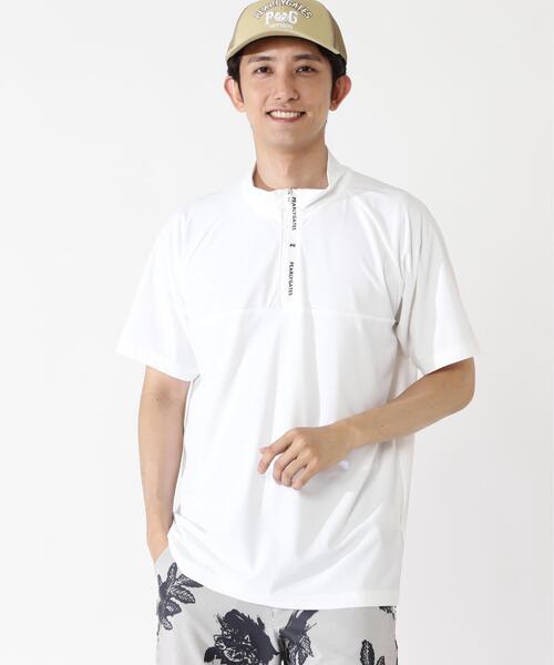 PEARLY GATES(パーリーゲイツ)の「【PEARLY GATES】Nyグリッド2WAYトリコット半袖ハーフジップアップカットソー(Tシャツ/カットソー・メンズ・ホワイト/ネイビー/パープル・MEDIUM/XX-LARGE/LARGE/X-LARGE)」の4枚目の写真