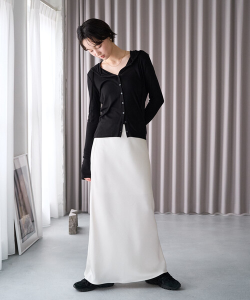 FREAK'S STORE（フリークスストア）の「限定展開　シアー ボタン フーディー ロングスリーブ トップス（Tシャツ/カットソー・レディース・グレー/ブラウン/レッド/ナチュラル/ブラック・ﾌﾘ-）」の11枚目の写真