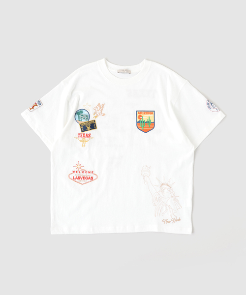 B.C STOCK(ベーセーストック)の「World Souvenir T-sh(Tシャツ/カットソー・メンズ・ホワイト/アイボリー/ネイビー・LARGE/MEDIUM)」の2枚目の写真