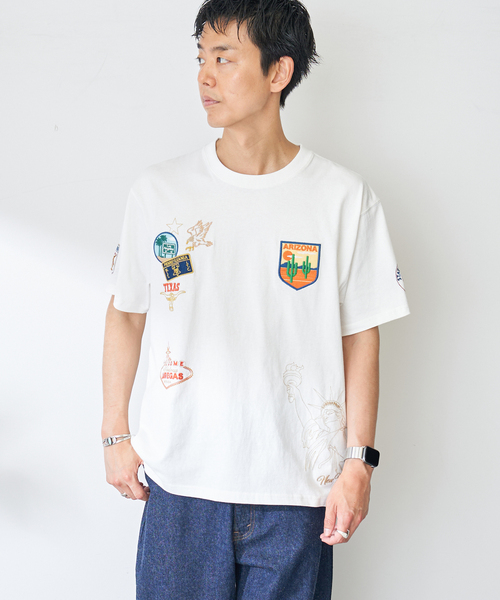 B.C STOCK(ベーセーストック)の「World Souvenir T-sh(Tシャツ/カットソー・メンズ・ホワイト/アイボリー/ネイビー・LARGE/MEDIUM)」の5枚目の写真