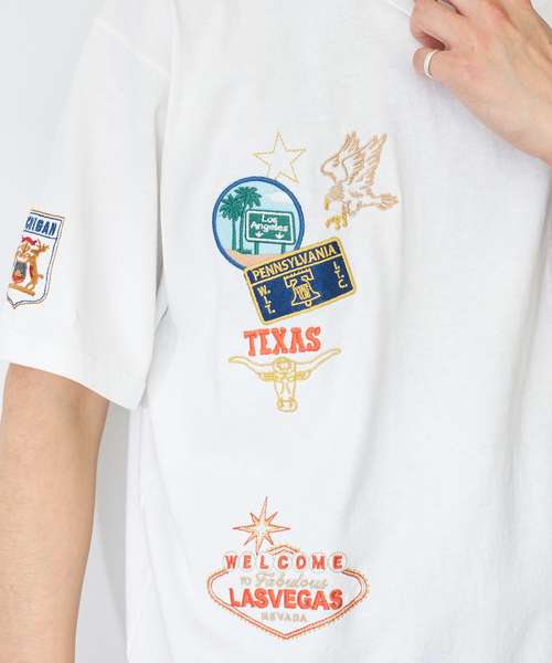 B.C STOCK(ベーセーストック)の「World Souvenir T-sh(Tシャツ/カットソー・メンズ・ホワイト/アイボリー/ネイビー・LARGE/MEDIUM)」の9枚目の写真