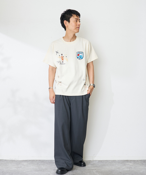 B.C STOCK(ベーセーストック)の「World Souvenir T-sh(Tシャツ/カットソー・メンズ・ホワイト/アイボリー/ネイビー・LARGE/MEDIUM)」の22枚目の写真