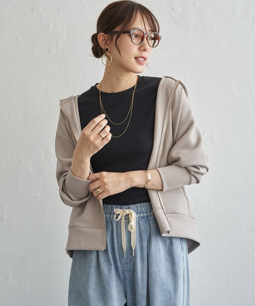 ikka(イッカ)の「GOKU楽リブダンボールパーカ(パーカー・レディース・ブラック/ベージュ/グリーン/モカ・M/L)」の3枚目の写真