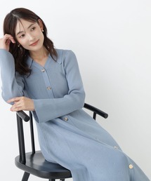 NATURAL BEAUTY BASIC | スキッパーニットワンピース(ワンピース)