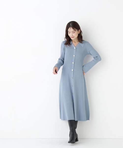 NATURAL BEAUTY BASIC(ナチュラルビューティーベーシック)の「スキッパーニットワンピース(ワンピース・レディース・チャコールグレー/ブルー/ネイビー系・SMALL/MEDIUM)」の13枚目の写真