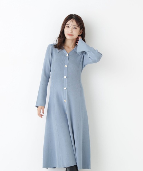 NATURAL BEAUTY BASIC(ナチュラルビューティーベーシック)の「スキッパーニットワンピース(ワンピース・レディース・チャコールグレー/ブルー/ネイビー系・SMALL/MEDIUM)」の14枚目の写真