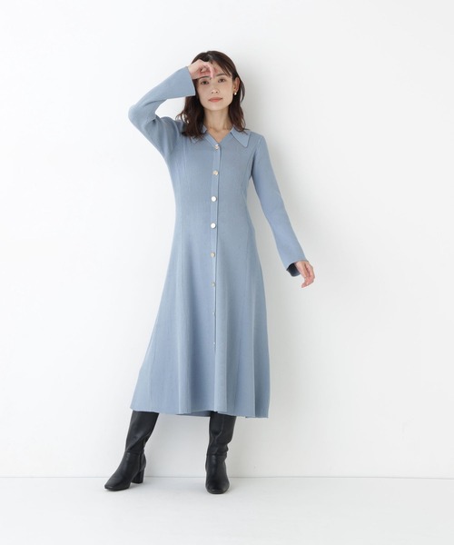 NATURAL BEAUTY BASIC(ナチュラルビューティーベーシック)の「スキッパーニットワンピース(ワンピース・レディース・チャコールグレー/ブルー/ネイビー系・SMALL/MEDIUM)」の15枚目の写真