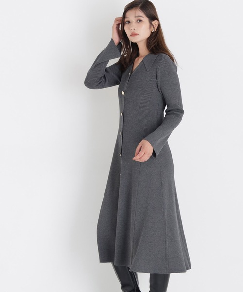 NATURAL BEAUTY BASIC(ナチュラルビューティーベーシック)の「スキッパーニットワンピース(ワンピース・レディース・チャコールグレー/ブルー/ネイビー系・SMALL/MEDIUM)」の5枚目の写真