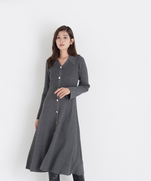 NATURAL BEAUTY BASIC(ナチュラルビューティーベーシック)の「スキッパーニットワンピース(ワンピース・レディース・チャコールグレー/ブルー/ネイビー系・SMALL/MEDIUM)」の9枚目の写真