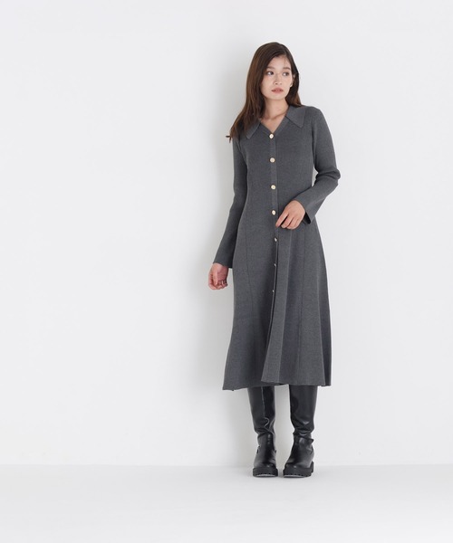 NATURAL BEAUTY BASIC(ナチュラルビューティーベーシック)の「スキッパーニットワンピース(ワンピース・レディース・チャコールグレー/ブルー/ネイビー系・SMALL/MEDIUM)」の10枚目の写真