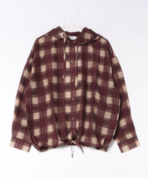 ＪＵＧＬＡＮＳ（ユグランス）の「【ATELANE】シアーチェック フーデッドシャツ（シャツ/ブラウス・メンズ・ブラウン/イエロー/レッド/パープル・XL/L）」の4枚目の写真
