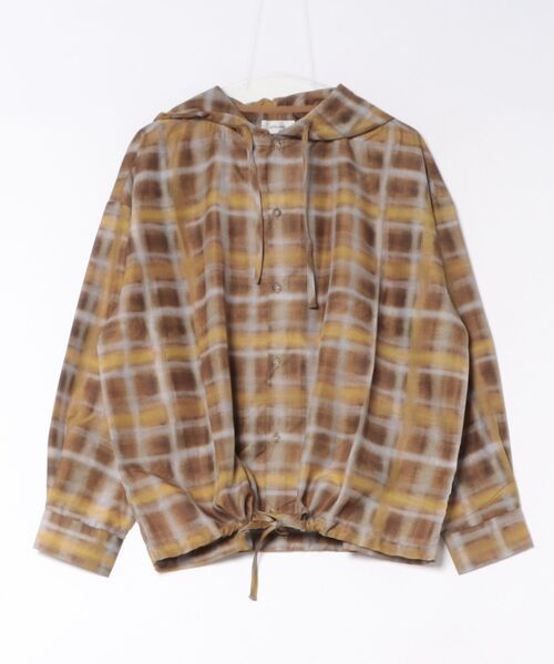 ＪＵＧＬＡＮＳ（ユグランス）の「【ATELANE】シアーチェック フーデッドシャツ（シャツ/ブラウス・メンズ・ブラウン/イエロー/レッド/パープル・XL/L）」の3枚目の写真