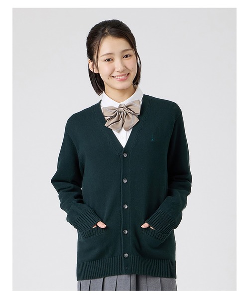 EASTBOY(イーストボーイ)の「カーディガン カラー 綿×裏暖プレーティング 7G 制服 スクールニット 中学生 高校生(カーディガン/ボレロ・キッズ・ダークグリーン/キャメル/エンジ・9号/11号/13号)」の12枚目の写真