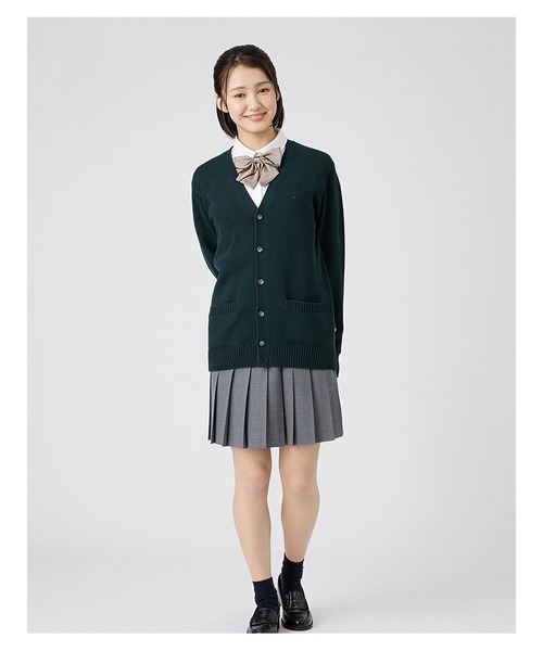 EASTBOY(イーストボーイ)の「カーディガン カラー 綿×裏暖プレーティング 7G 制服 スクールニット 中学生 高校生(カーディガン/ボレロ・キッズ・ダークグリーン/キャメル/エンジ・9号/11号/13号)」の14枚目の写真