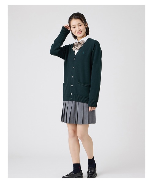 EASTBOY(イーストボーイ)の「カーディガン カラー 綿×裏暖プレーティング 7G 制服 スクールニット 中学生 高校生(カーディガン/ボレロ・キッズ・ダークグリーン/キャメル/エンジ・9号/11号/13号)」の15枚目の写真