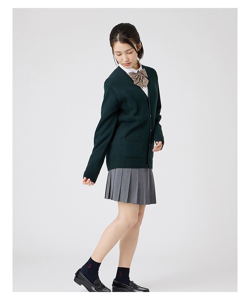 EASTBOY(イーストボーイ)の「カーディガン カラー 綿×裏暖プレーティング 7G 制服 スクールニット 中学生 高校生(カーディガン/ボレロ・キッズ・ダークグリーン/キャメル/エンジ・9号/11号/13号)」の16枚目の写真