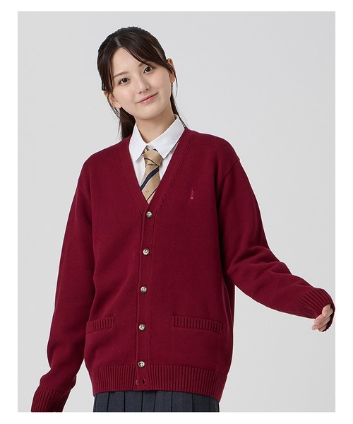 EASTBOY(イーストボーイ)の「カーディガン カラー 綿×裏暖プレーティング 7G 制服 スクールニット 中学生 高校生(カーディガン/ボレロ・キッズ・ダークグリーン/キャメル/エンジ・9号/11号/13号)」の5枚目の写真