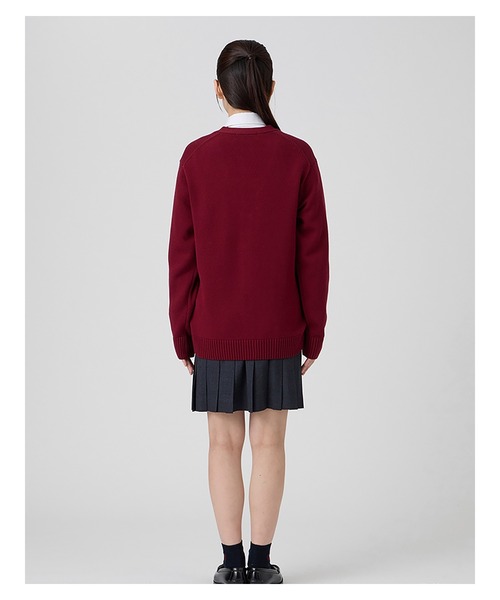 EASTBOY(イーストボーイ)の「カーディガン カラー 綿×裏暖プレーティング 7G 制服 スクールニット 中学生 高校生(カーディガン/ボレロ・キッズ・ダークグリーン/キャメル/エンジ・9号/11号/13号)」の9枚目の写真