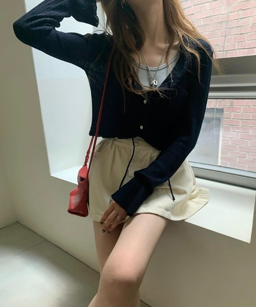 Girly Doll(ガーリードール)の「ベルスリーブフリルショートガーディガン(カーディガン/ボレロ・レディース・ブラック/オフホワイト/ピンク・FREE)」の11枚目の写真