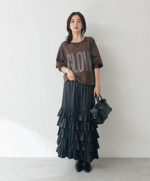 RIVE DROITE(リヴドロワ)の「【Yossshiiii企画】GLOWカットオフスエット(秋服)(Tシャツ/カットソー・レディース・ブラウン/オフホワイト/ブラック・FREE)」の15枚目の写真