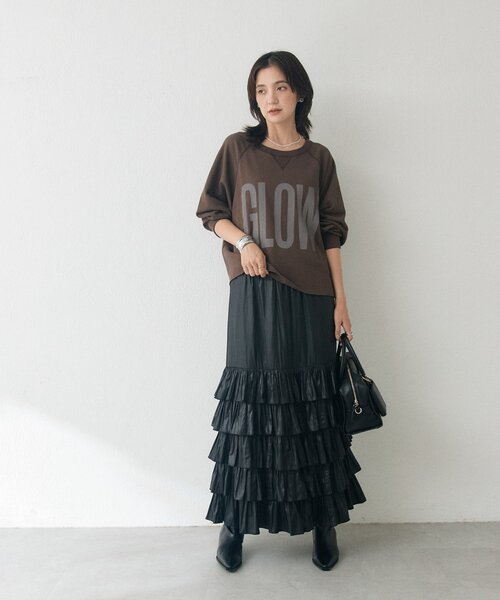 RIVE DROITE(リヴドロワ)の「【Yossshiiii企画】GLOWカットオフスエット(秋服)(Tシャツ/カットソー・レディース・ブラウン/オフホワイト/ブラック・FREE)」の16枚目の写真