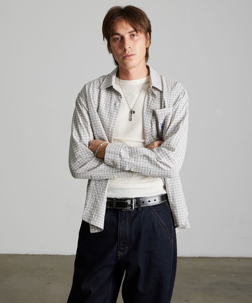 HUF(ハフ)の「MEGABLAST LS WOVEN TOP(シャツ/ブラウス・メンズ・ブラック/ナチュラル・XL/L/M/S)」の13枚目の写真