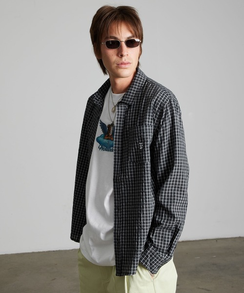 HUF(ハフ)の「MEGABLAST LS WOVEN TOP(シャツ/ブラウス・メンズ・ブラック/ナチュラル・XL/L/M/S)」の9枚目の写真