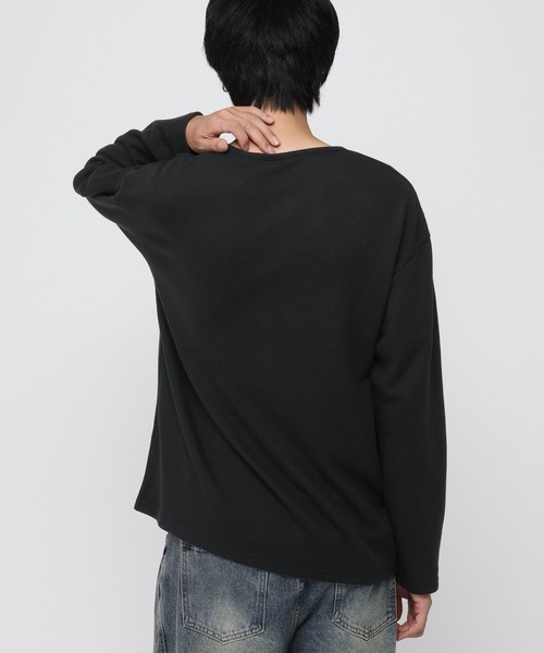 ALAND（エーランド）の「【UNISEX】ALAND／ワッフルヘンリーロングスリーブ（Tシャツ/カットソー・レディース・グレー/ネイビー/ブラック/ホワイト・LARGE/SMALL）」の7枚目の写真